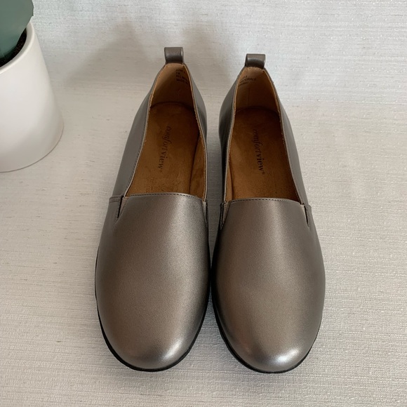 New Comfortview June Gunmetal Faux Leather Slip On Loafer Flats Woman’s 7W - Picture 4 of 13